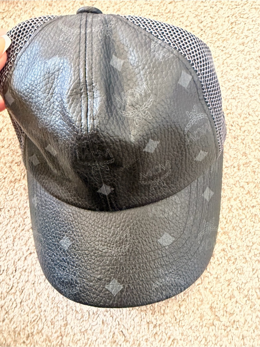 MCM Black Hat with Gold Logo Tag